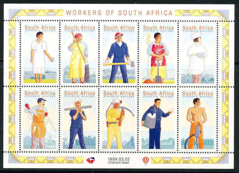 South Africa - 1999 - 'SAPDA 1999' (R1-20) sheetlet of 10 stamps mint unhinged . SACC 1206 .