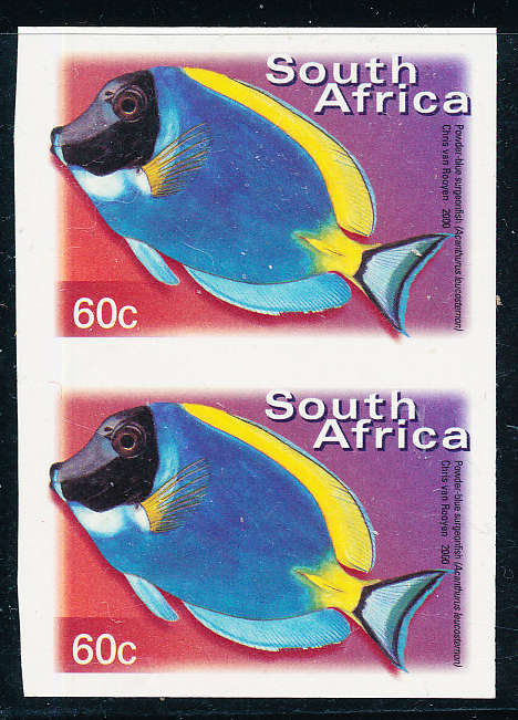 South Africa - 2000 - 7th Defins - 60c imperforate vertical pair mint unhinged . SACC 1299 .