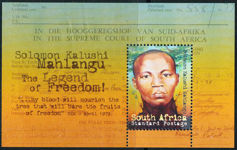 South Africa - 2009 - Solomon Kalushi - m/sheet mint unhinged . SACC 1974 .