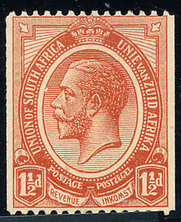 South Africa - 1913 - Geo V - 1½d chestnut mint unhinged coil stamp. SACC 19 .