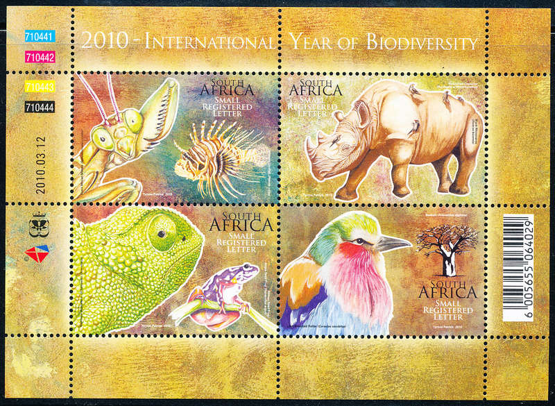 South Africa - 2010 - Year of Bioversity - sheetlet of 4 stamps mint unhinged . SACC 2019 .