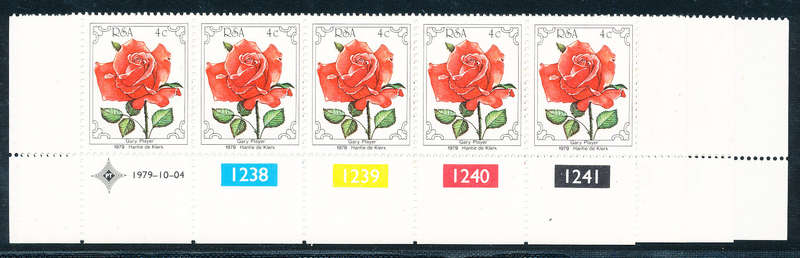 South Africa - 1979 - Rose Convention - set of 4 ctrl strips of 5 u.m. . SACC 470-473 .