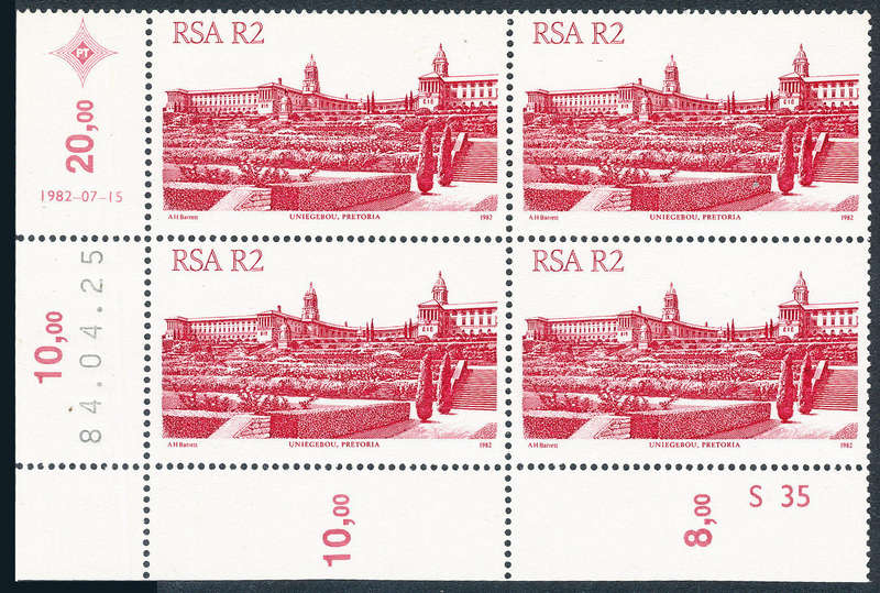 South Africa - 1982 - 4th Defins R2 ctrl 535 blk of 4 D/D 25-04-1984 Recess mint unhinged . SACC 531