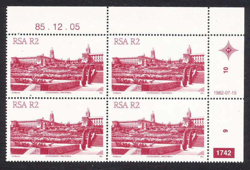 South Africa - 1982 - 4th Defins R2 ctrl 1742 blk of 4 mint unhinged . SACC 531a .