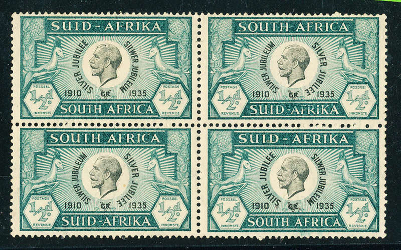 South Africa - 1935 - Silver Jubilee - ½d blk of 4 mint unhinged . SACC 64 .