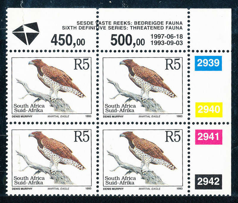 South Africa - 1997 - 6th Defins - R5 ctrl blk of 4 cyl 2939-2942 mint unhinged . SACC 841a .