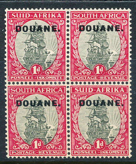 South Africa Custom Stamps - 1933 - bl red & grey mint unhinged blk of 4 . B&H 31 .