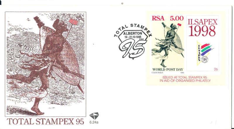 South Africa F.D.C.'s Miniature Sheets - 1998 - Ilsapex mini sheet cover 6.24a unaddressed .