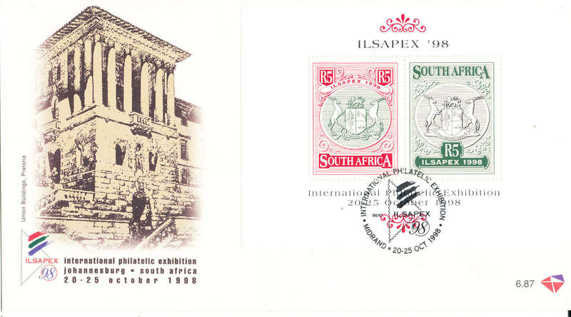 South Africa F.D.C.'s Miniature Sheets - 1998 - Ilsapex - m/sheet on F.D.C. 6.87 .