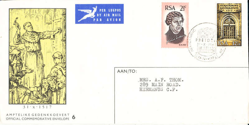 South Africa Official F.D.C.'s - 1967 - Official Cover no 6 addressed .