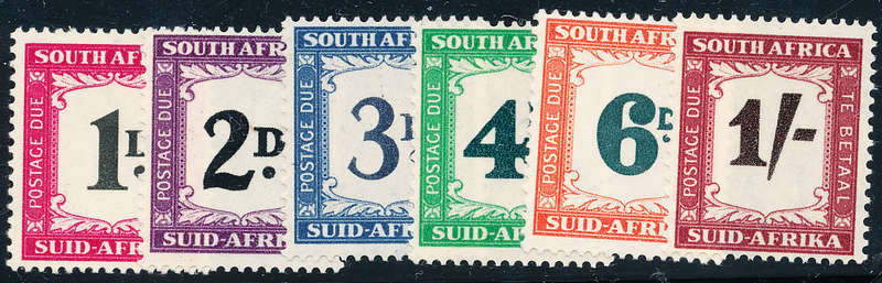South Africa Postage Dues - 1948-49 - set of 6 mint hinged . SACC D 38-43 .