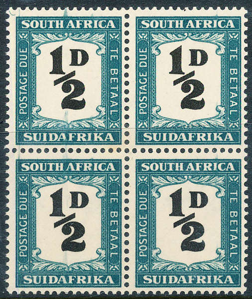 South Africa Postage Dues - 1948-49 - ½d black & green blk of 4 mint unhinged . D33 .