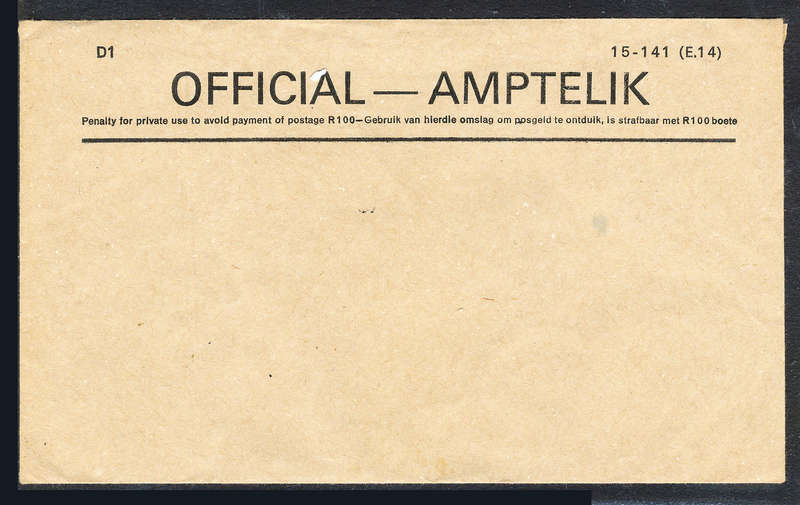 South Africa Postal History - 1940 - Official Amptelik envelope unused .
