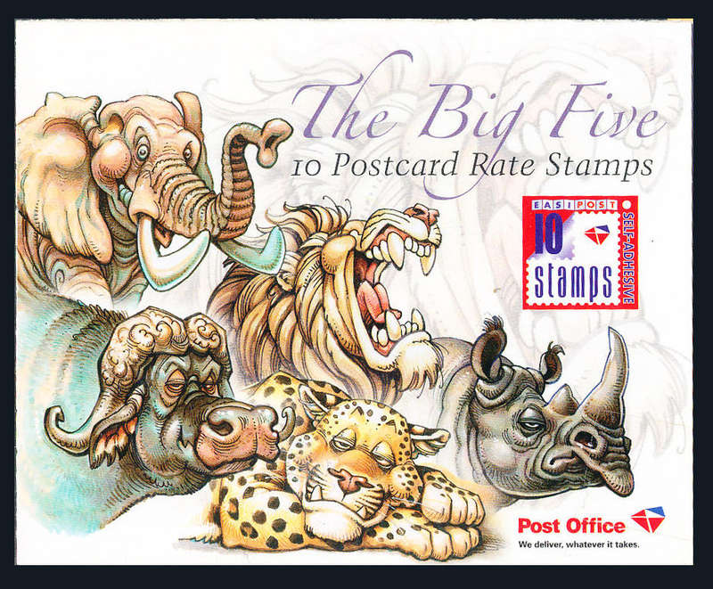 South Africa Stamp Booklets - 2008 - Big Five Cartoon Design Booklet of 10 self-adhesive stps cmplet