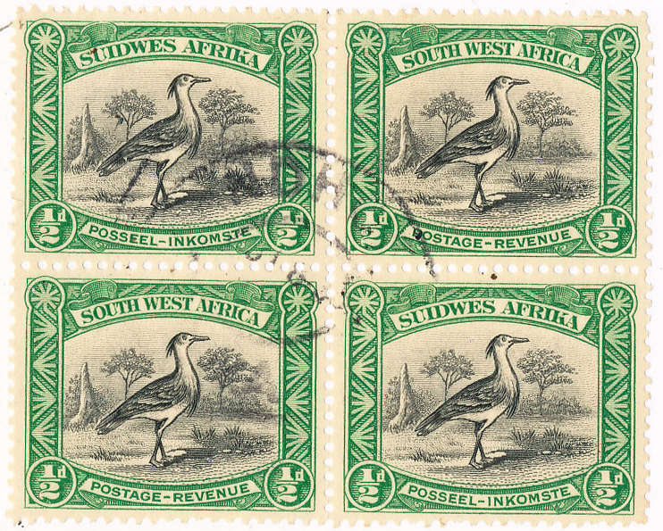 South West Africa - 1931 - Pict Defins - ½d Block of a perf up fine used . SACC 103 .