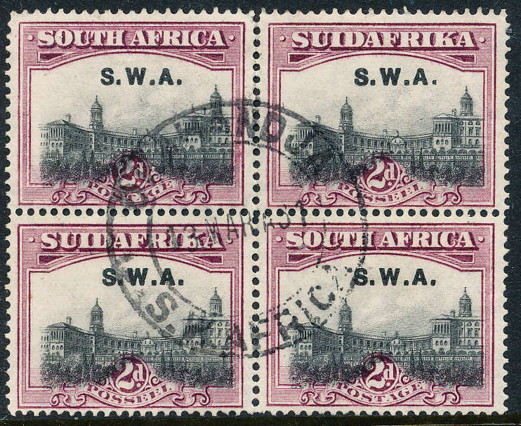 South West Africa - 1927 - 1930 - 2d grey & purple blk of 4 fine used . SG 83 .