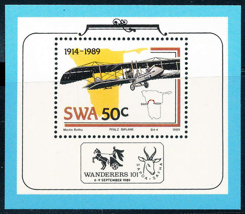 South West Africa - 1987 - 75 years Aviation - 50c m/sheet mint unhinged . SACC 525a .
