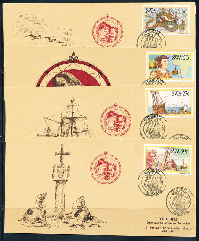 South West Africa Maxicards - 1982 - Discoveries of S.W.A. - set of 4 cards private issue . SW - 11