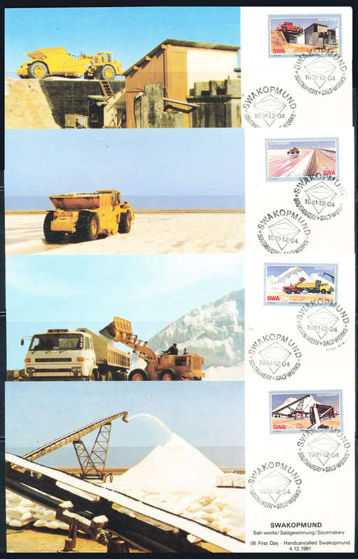 South West Africa Maxicards - 1981 - Salt Industry - set of 4 cards private issue . SW - 9 .
