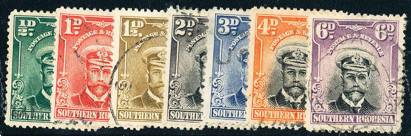 Southern Rhodesia - 1924-29 - Geo V Defins ½d - 6d-7 stamps . fine used . (4d thinned) . SACC 1-7 .
