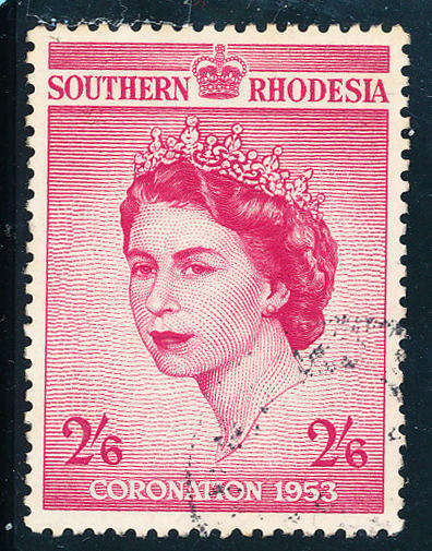 Southern Rhodesia - 1953 - Coronation - 2s 6d carmine fine used . SACC 77 .