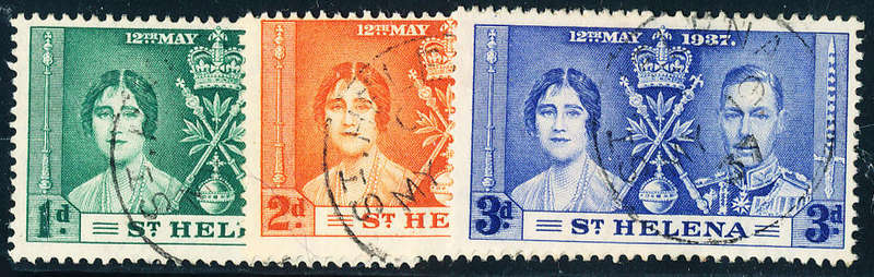 St. Helena - 1937 - Coronation - set of 3 fine used . SG 128-130 .