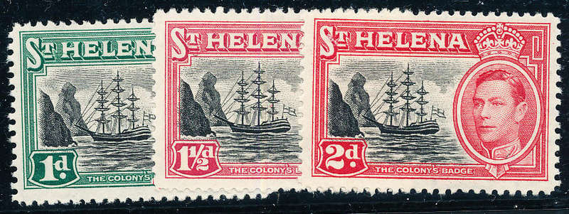 St. Helena - 1949 - Geo 6 - set of 3 mint hinged . SG 149-151 .