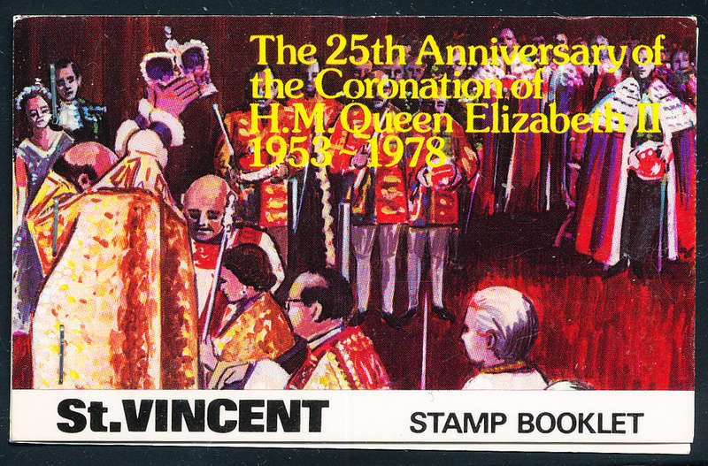 St. Vincent Stamp Booklets - 1978 - Coronation $9.30 booklet of 8 stamps 40c x2, 50c x2, $1.25 x2,
