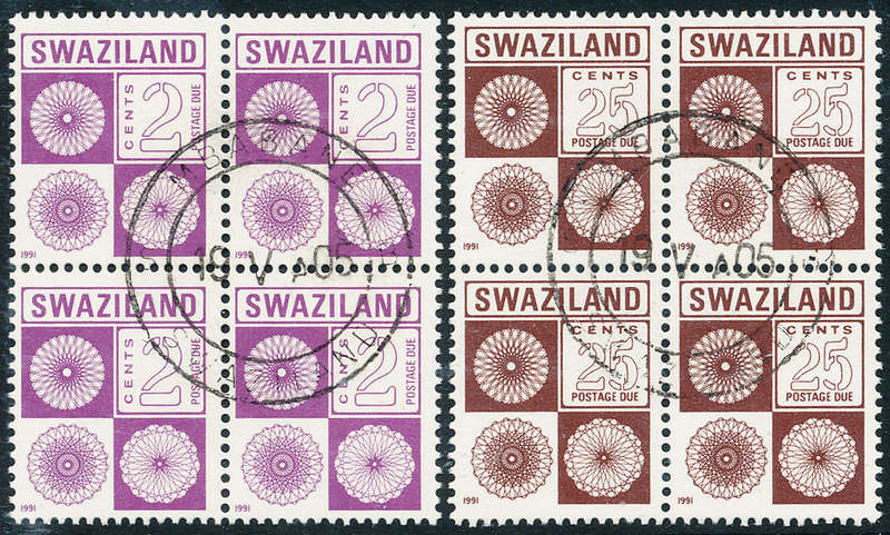 Swaziland Postage Dues - 1991 - (With imprint Date) - 2c purple, 25c red-brown fine used . D 23, 26
