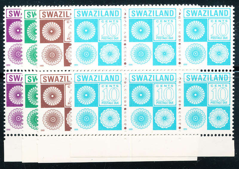 Swaziland Postage Dues - 1991 - set of 4 in blk of 6 mint unhinged . D23-26 .