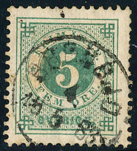 Sweden - 1872-79 - Defins - 5ö deep-green perf 13 fine used . 18ba .