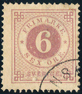 Sweden - 1872-79 - Defins - 6o lilac perf 13 fine used . SG 19ab .