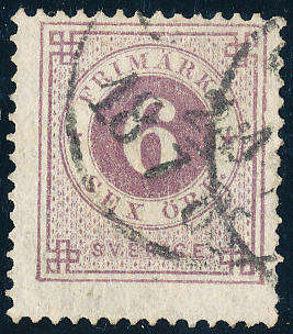 Sweden - 1872-79 - Defins - 6o dull purple perf 13 fine used . SG 19ba .