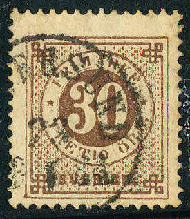 Sweden - 1972-79 - 30o brown fine used perf 13 . SG 24 .