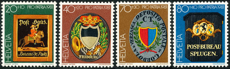 Switzerland - 1981 -  Pro Patria Postal Signs - set of 4 mint unhinged . SG 1010-1013 .