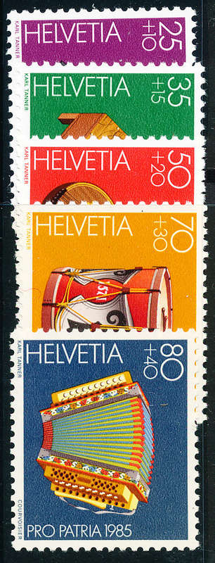 Switzerland - 1985 - Pro Patria - set of 5 mint unhinged . SG 1082-1086 .