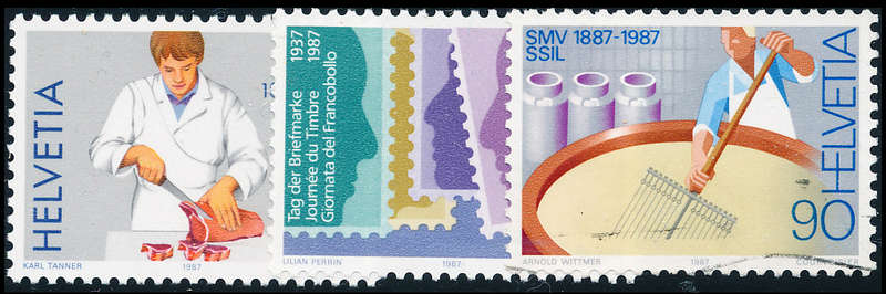 Switzerland - 1987 - Publicity Issue - set of 3 mint unhinged . SG 1130-1132 .