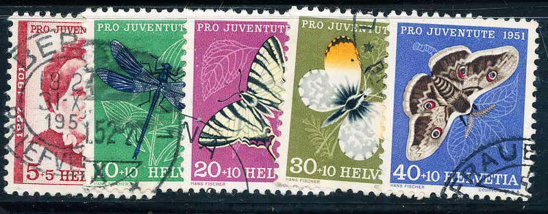 Switzerland 'Pro-Juventute' - 1951 - set of 5 fine used . J 137-141 .