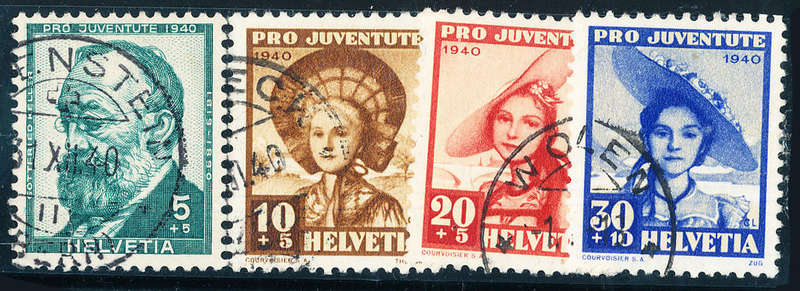 Switzerland 'Pro-Juventute' - 1940 - set of 4 fine used . J 92-95 .