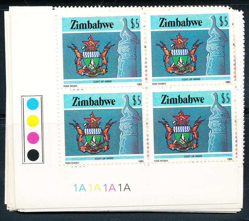 Zimbabwe - 1985 - National Interstructure Defins - set of 22 control 1a blks of 4 u.m. SG 659-680 .