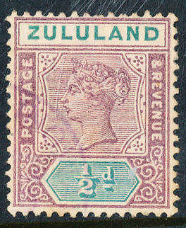 Zululand - 1894-96 - Victoria - ½d mauve & green fine used . SACC 20 .
