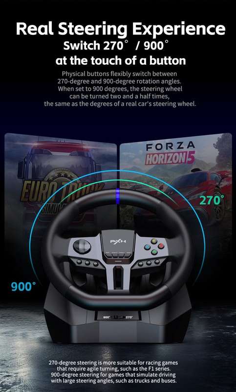 DW PXN V9 Gen 2 Gaming Steering Wheel 270-900 degree 3 Pedals and Gear Shifter