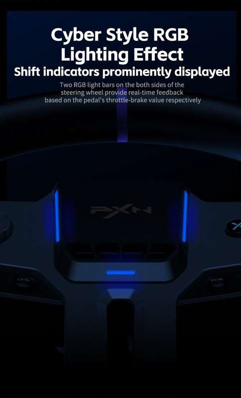 DW PXN V9 Gen 2 Gaming Steering Wheel 270-900 degree 3 Pedals and Gear Shifter