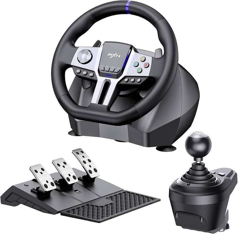 DW PXN V9 Gen 2 Gaming Steering Wheel 270-900 degree 3 Pedals and Gear Shifter