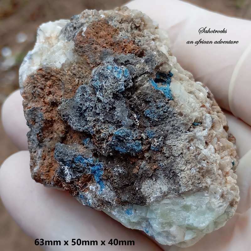 Shattuckite goethite calcite - Tantara mine DRC Congo