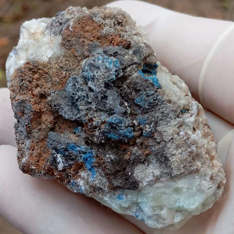 Shattuckite goethite calcite - Tantara mine DRC Congo