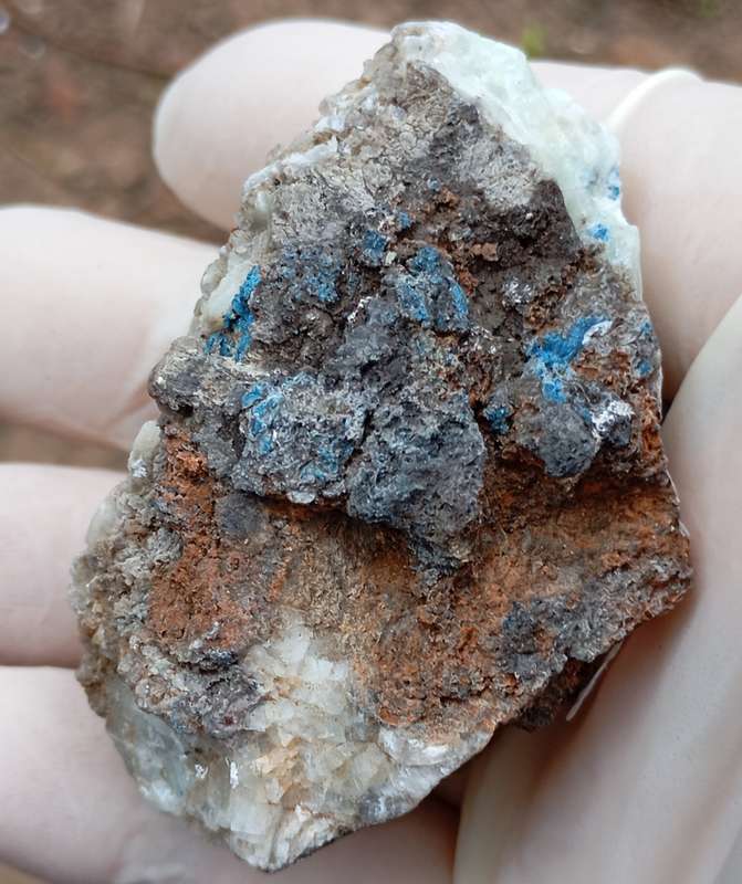 Shattuckite goethite calcite - Tantara mine DRC Congo