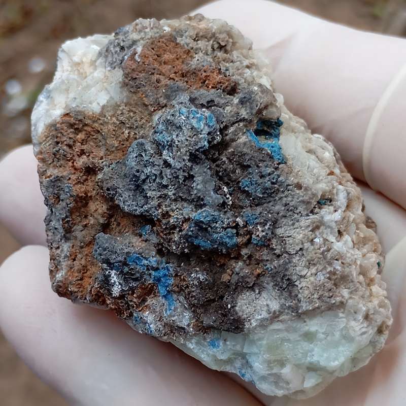 Shattuckite goethite calcite - Tantara mine DRC Congo