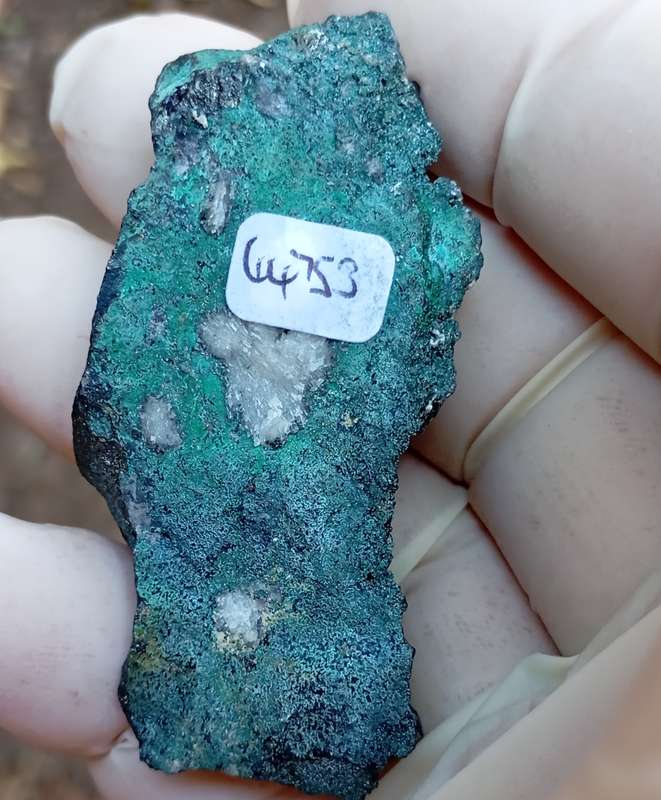 Malachite pyrite calcite - Tsumeb mine Namibia