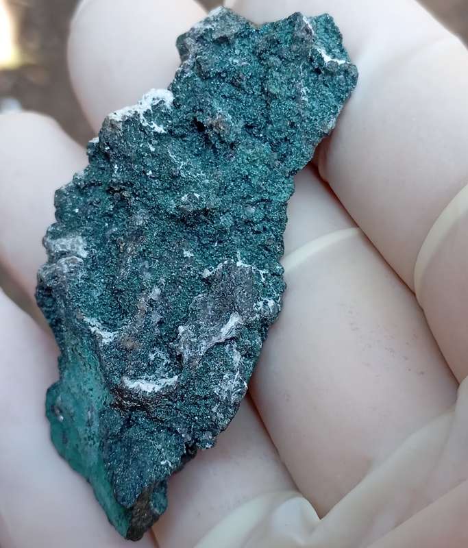 Malachite pyrite calcite - Tsumeb mine Namibia